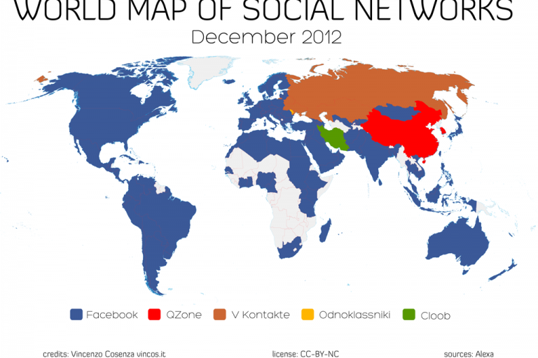 Mapa Mundial das Redes Sociais - dezembro 2012